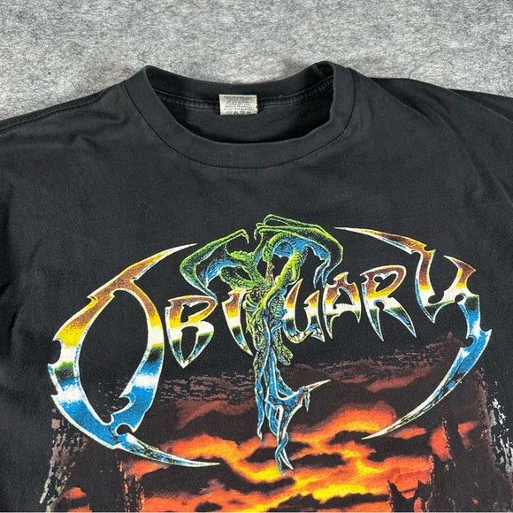 Vintage Obituary Shirt Mens XL Black Y2k Death Metal Band Tee Anthology 2000s - Picture 2 of 9